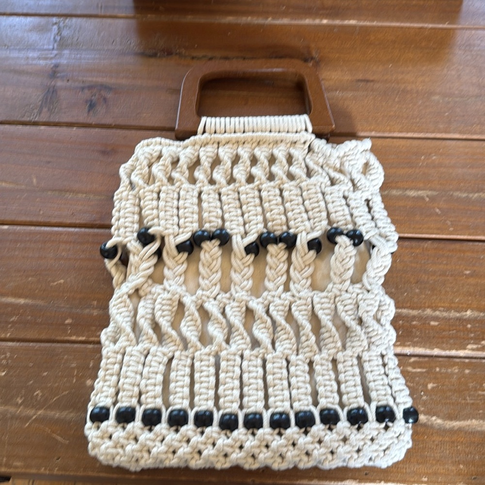 Straw Studios Crochet Macrame Handbag - Picture 3 of 7